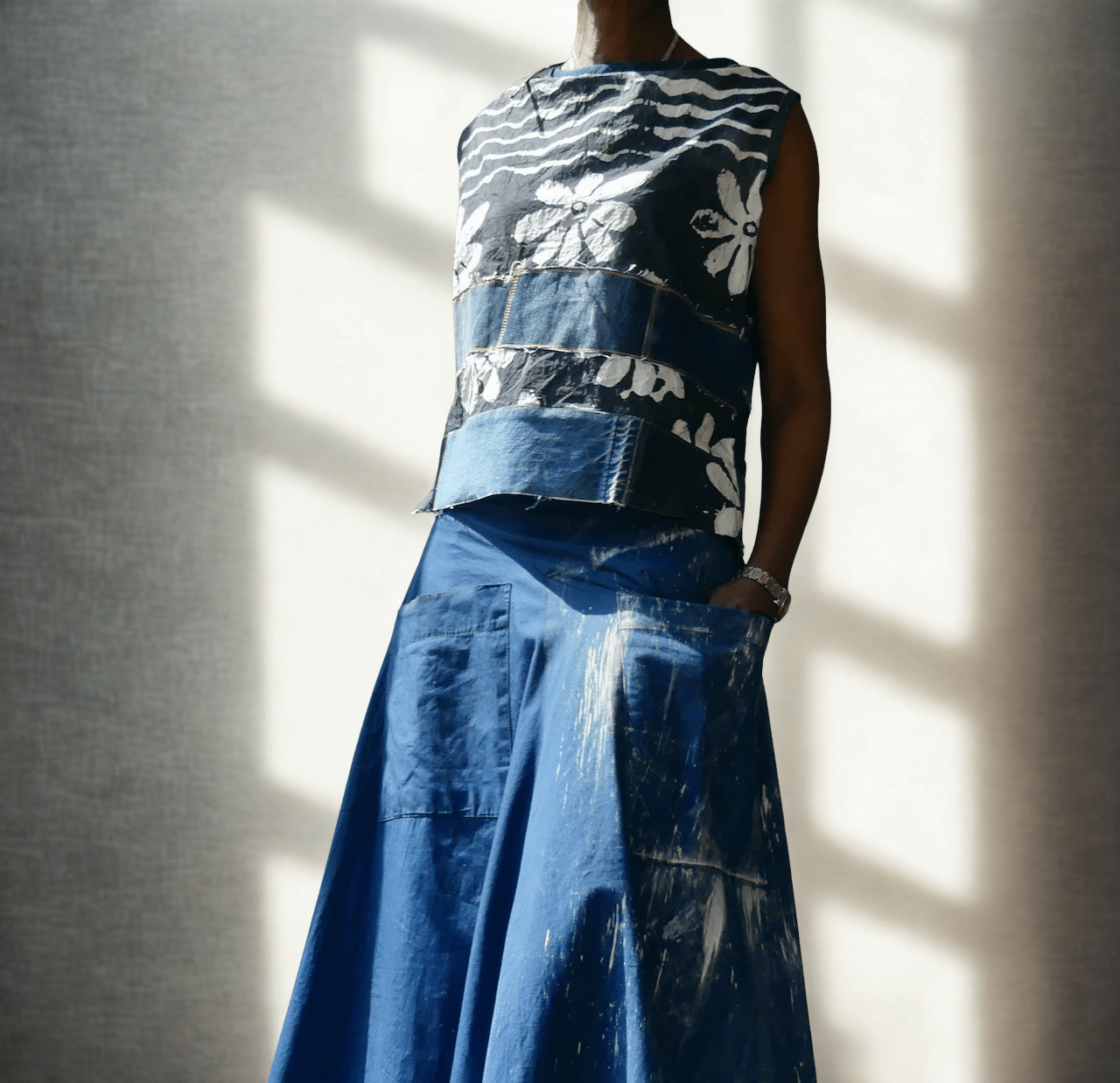 Batik & Denim Top - Ariike Ruban Studio