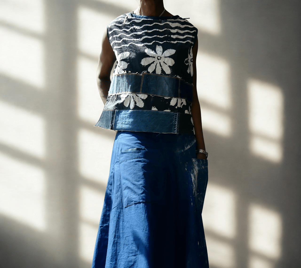 Batik & Denim Top - Ariike Ruban Studio