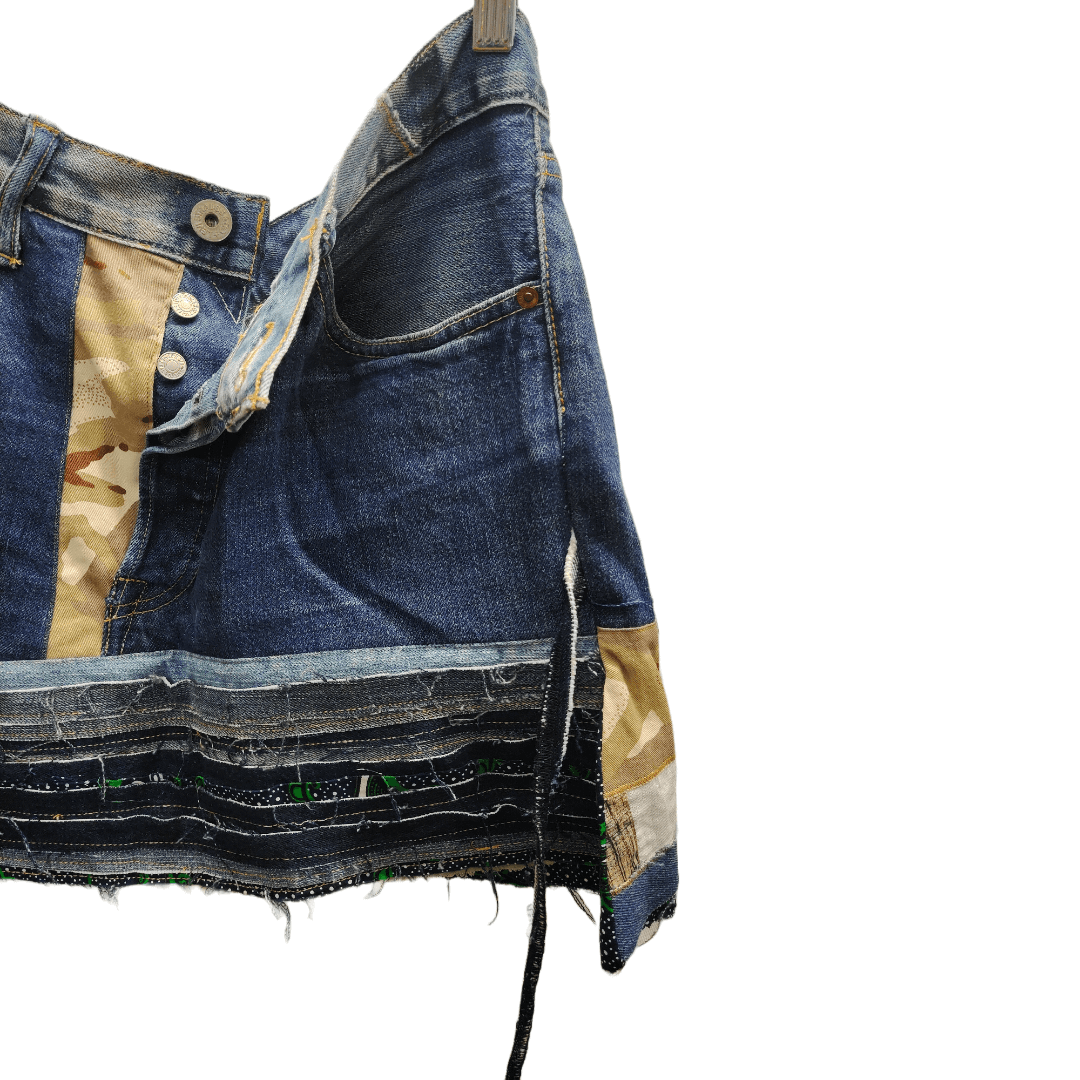Reworked 501 Short Skirt with layered fringe 36" WAIST