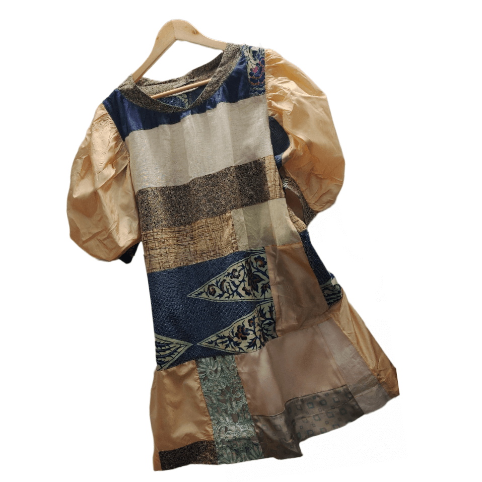 Boho Patchwork Mid Length Dress