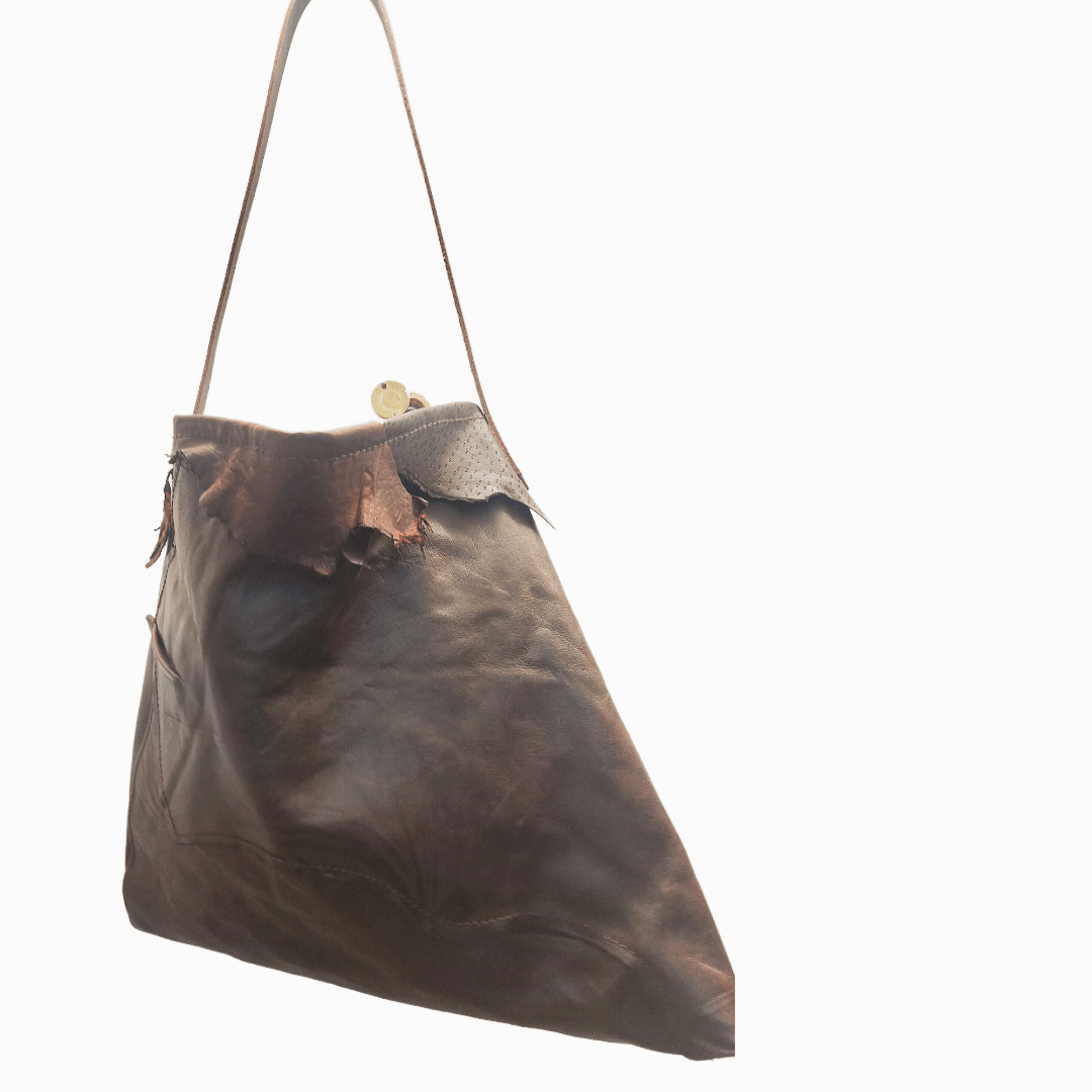 Apo Handmade Fringed Leather Tote Bag - Ariike Ruban Studio