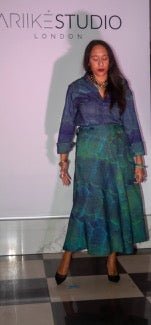 Iro Skirt in Green 100% Cotton Hand Stamped Batik - Ariike Ruban Studio