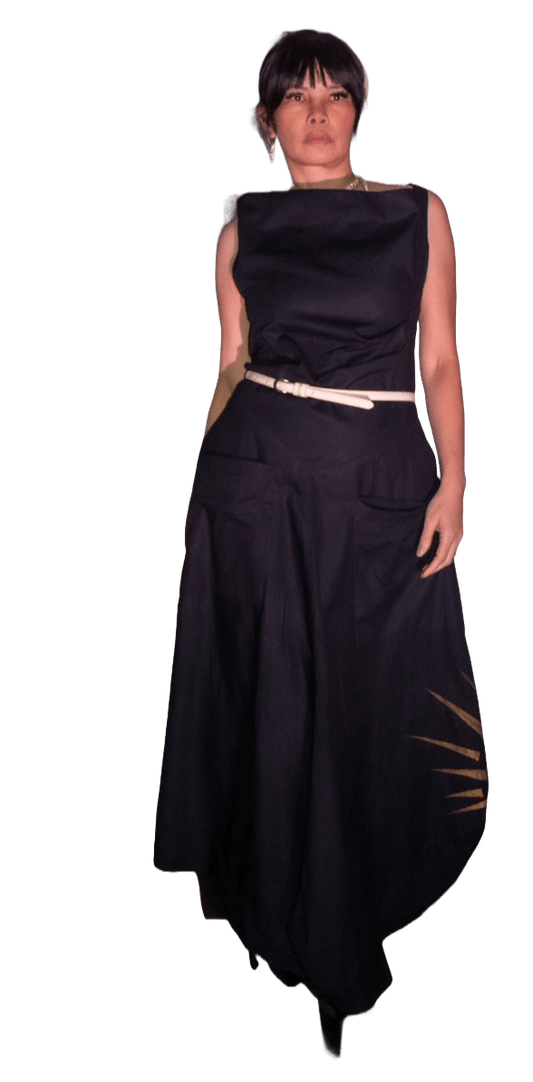 Asymmetrical Hand printed dress - Ariike Ruban Studio