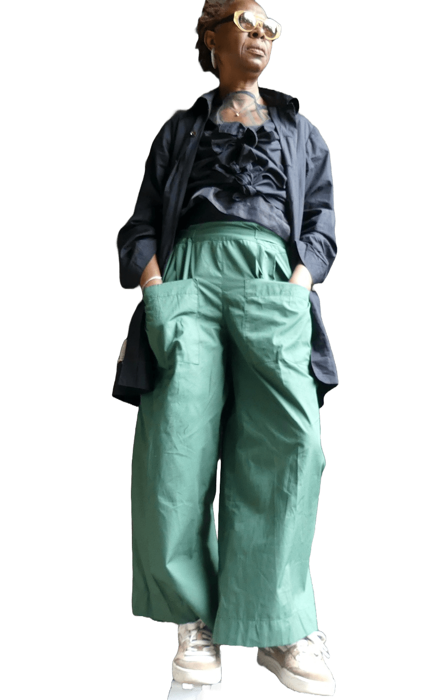 Bottle Green Cotton Pants - Ariike Ruban Studio