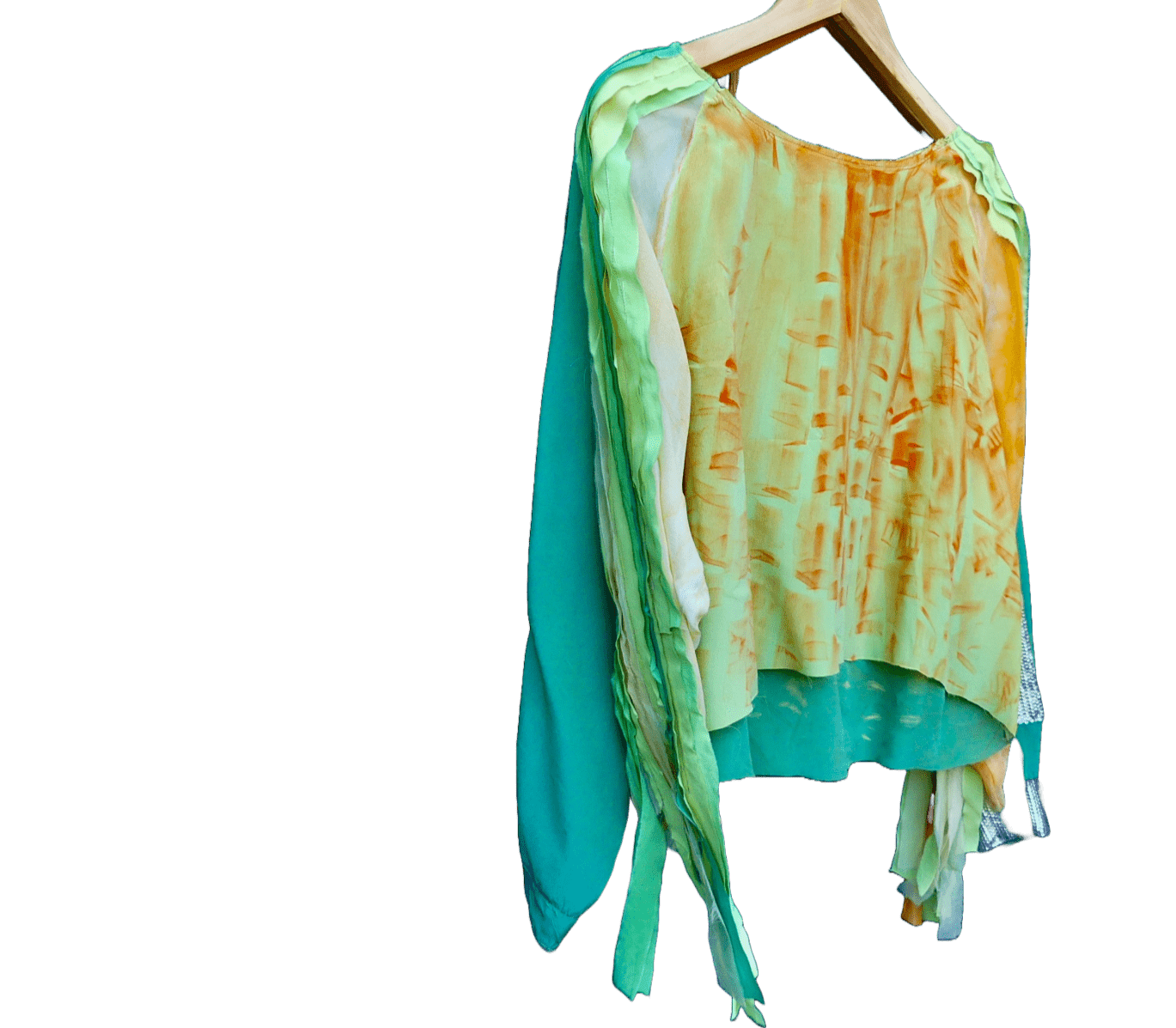 Ariya Silk Top with Fringed Sleeves - Ariike Ruban Studio