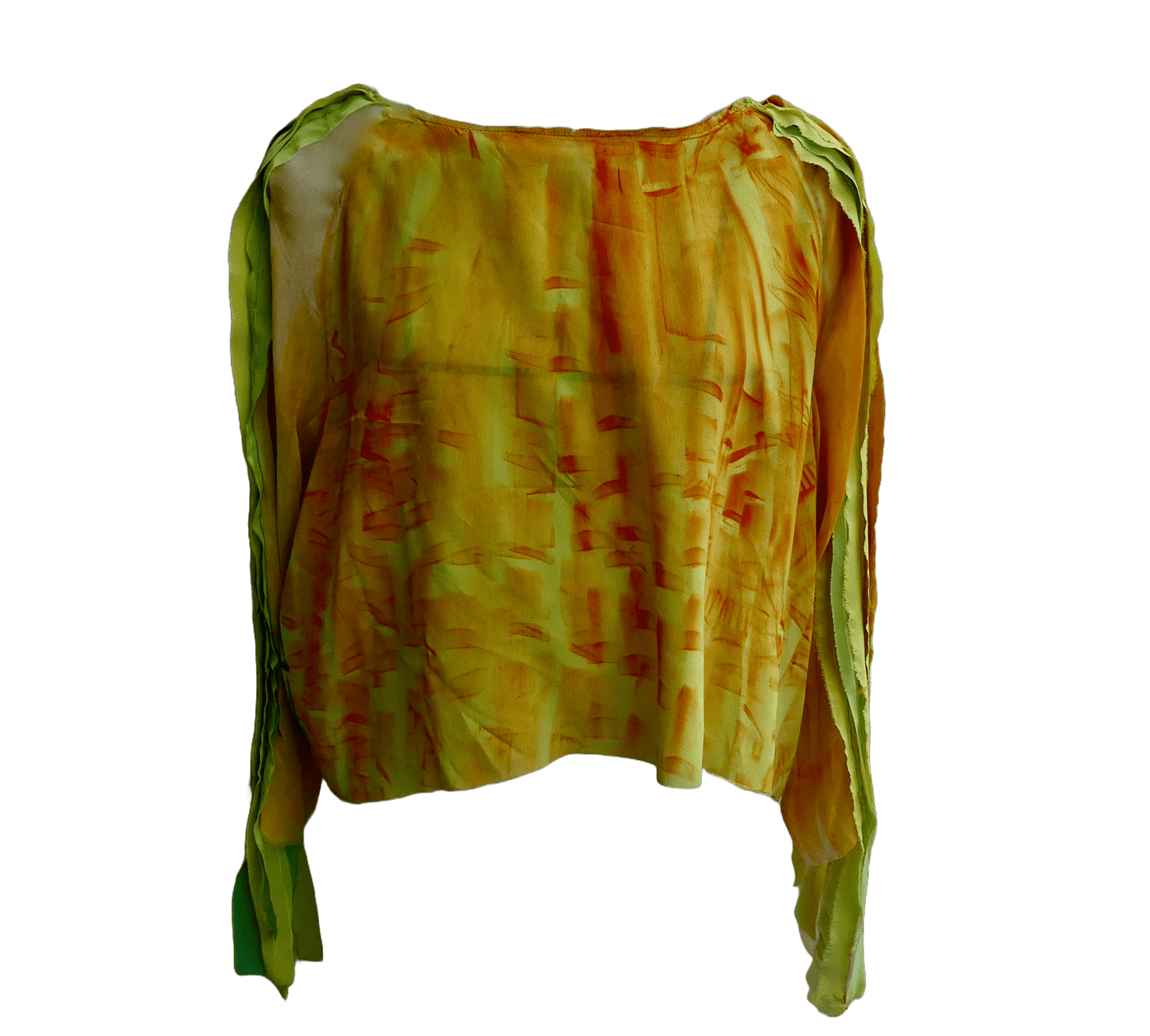 Ariya Silk Top with Fringed Sleeves - Ariike Ruban Studio