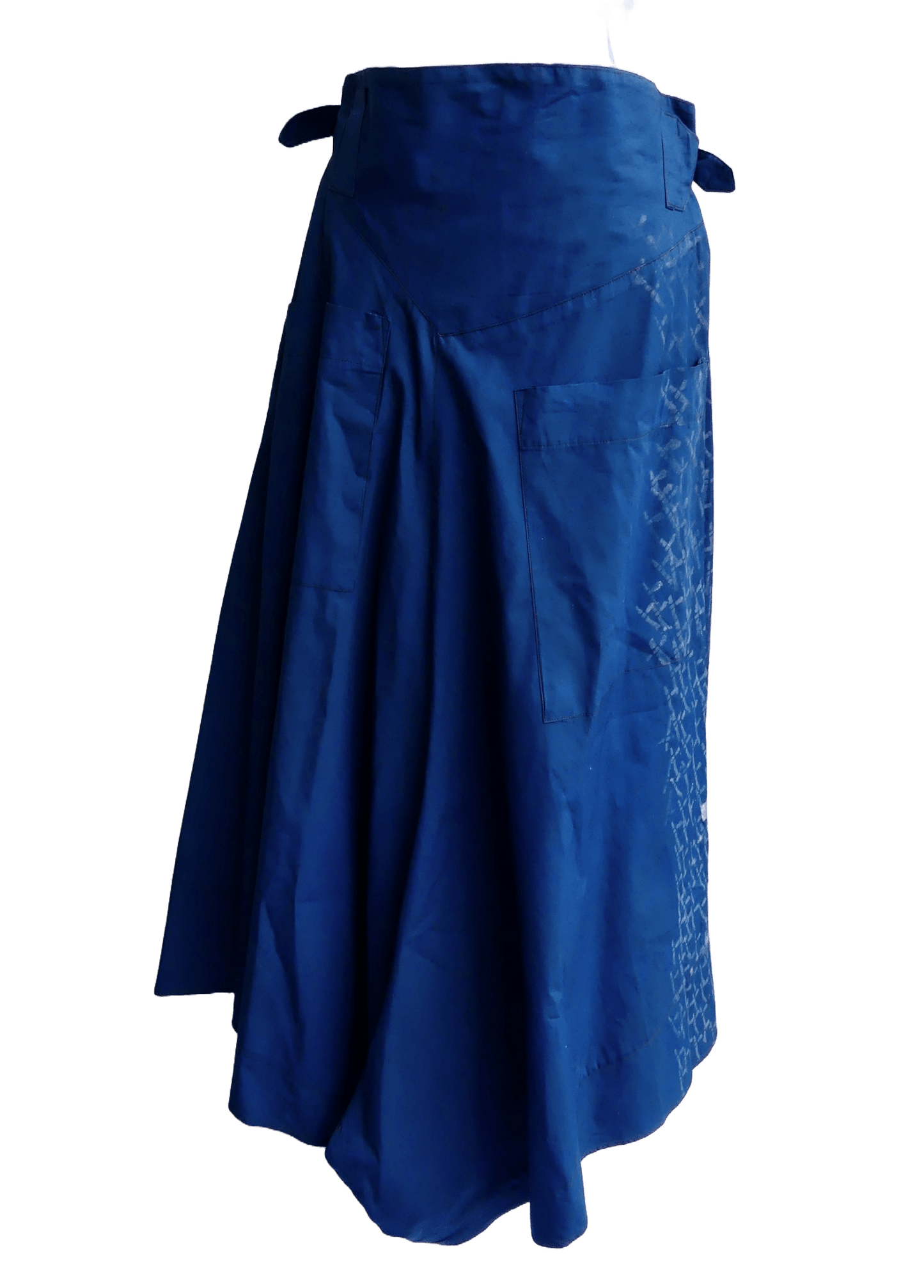 Iro Blue Hand Painted 100% Cotton Poplin Skirt - Ariike Ruban Studio