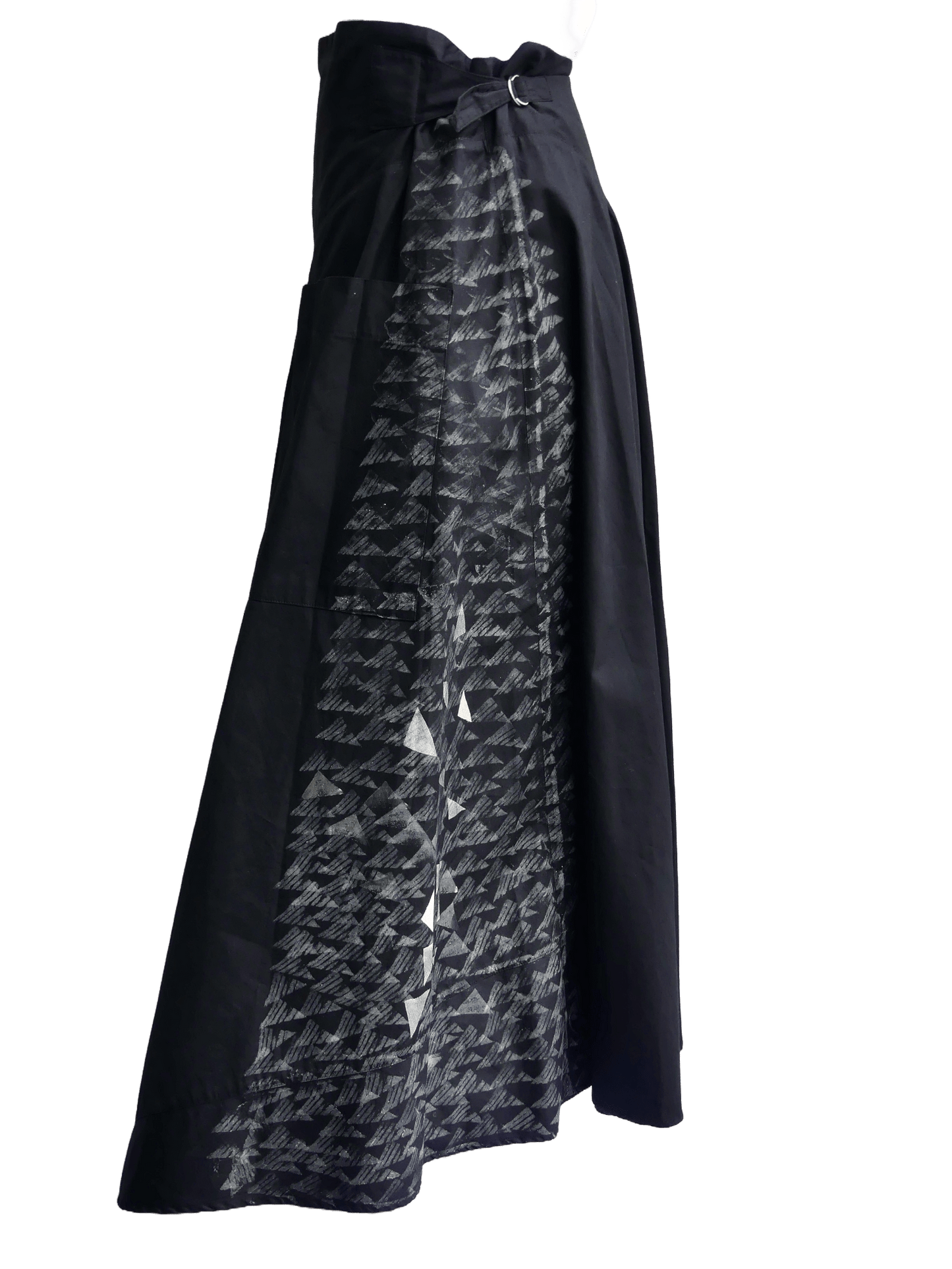 Iro Black Hand Painted 100% Cotton Poplin Skirt - Ariike Ruban Studio