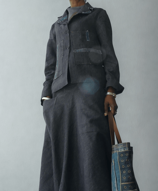 Irish Linen Eko Jacket With Patchwork Details - Ariike Ruban Studio