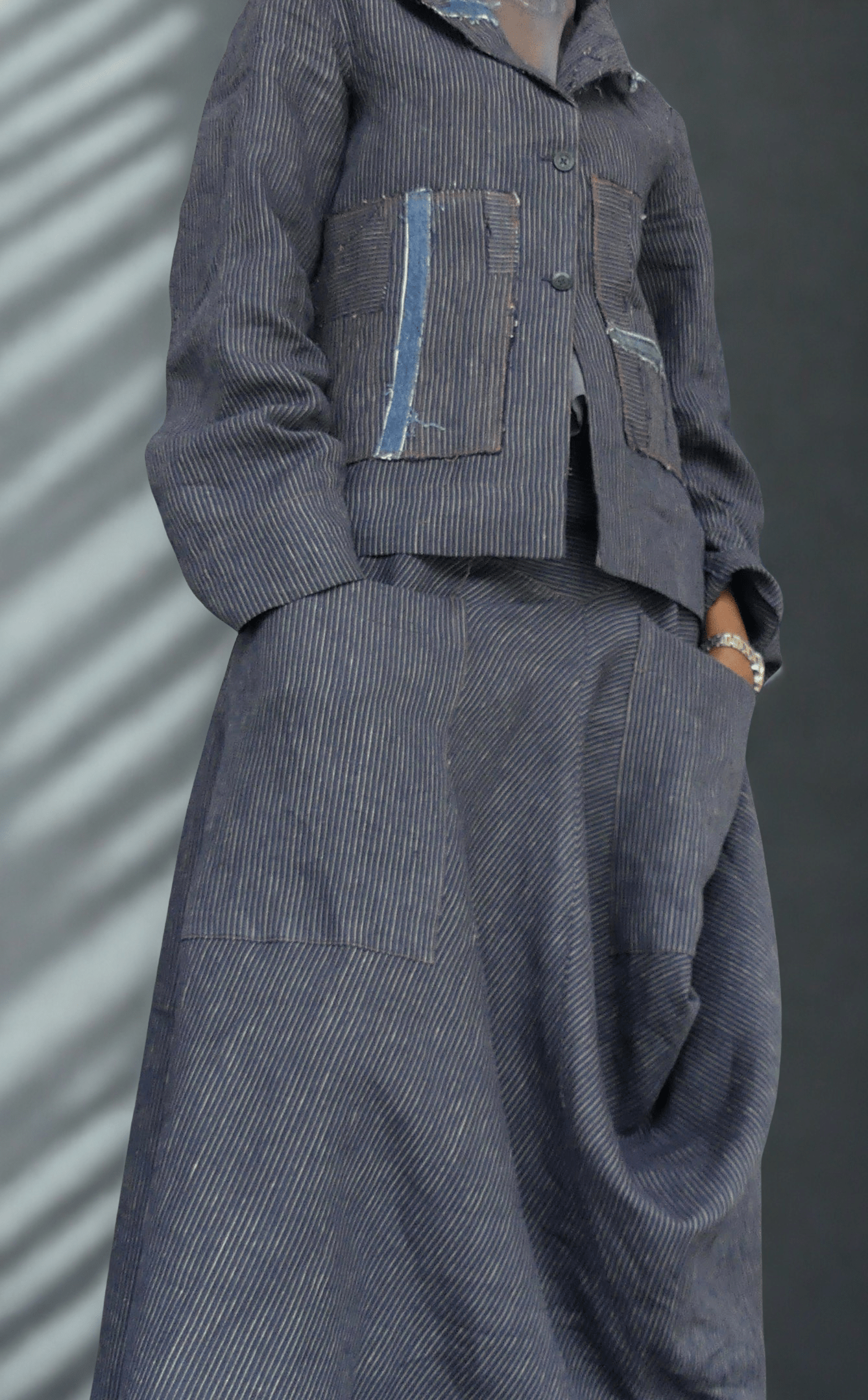 Irish Linen Eko Jacket With Patchwork Details - Ariike Ruban Studio