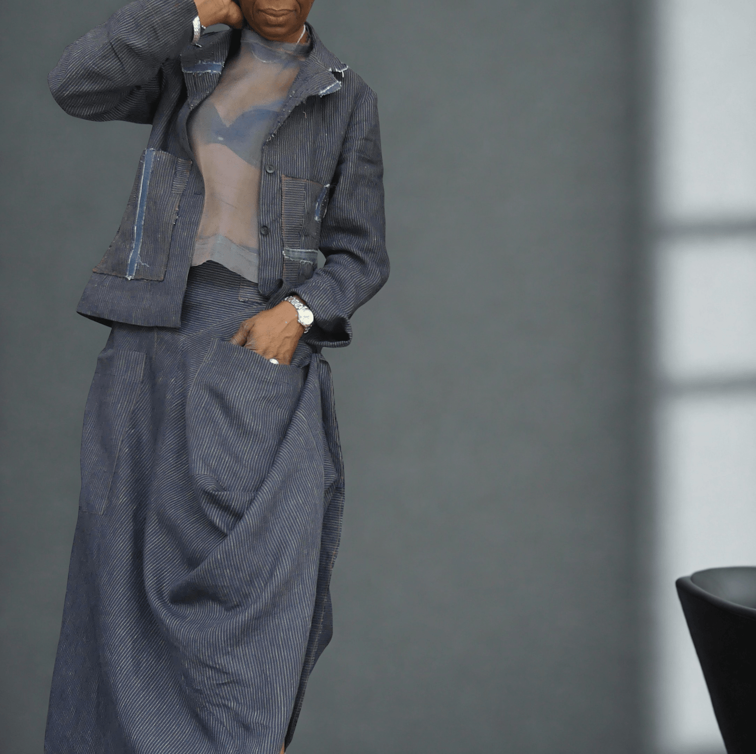 Irish Linen Eko Jacket With Patchwork Details - Ariike Ruban Studio