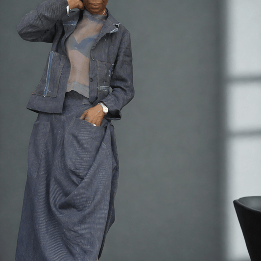 Irish Linen Eko Jacket With Patchwork Details - Ariike Ruban Studio