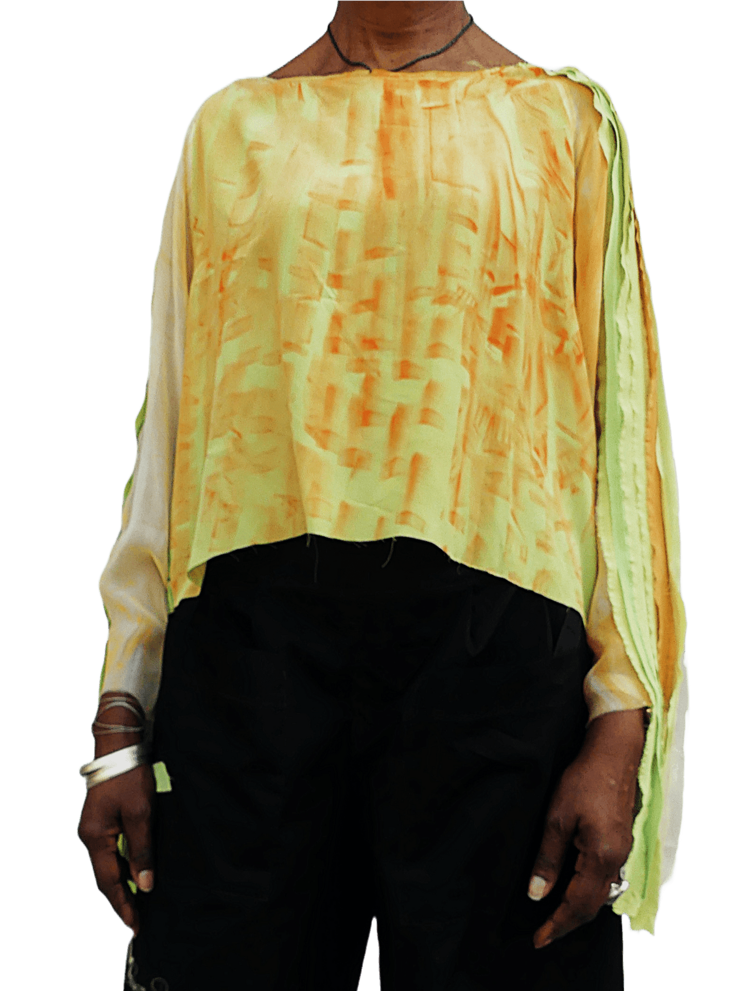 Ariya Silk Top with Fringed Sleeves - Ariike Ruban Studio