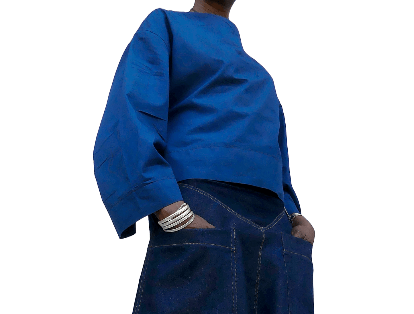 Blue Wide Sleeve Saro Top - Ariike Ruban Studio
