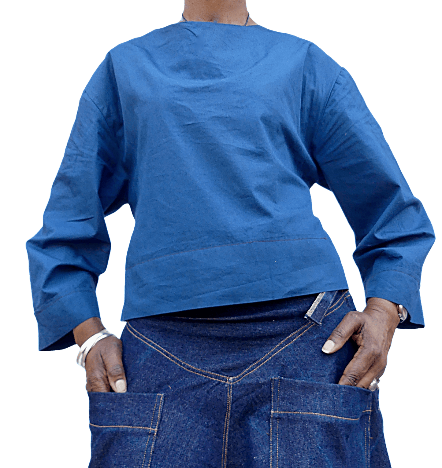 Blue Wide Sleeve Saro Top - Ariike Ruban Studio