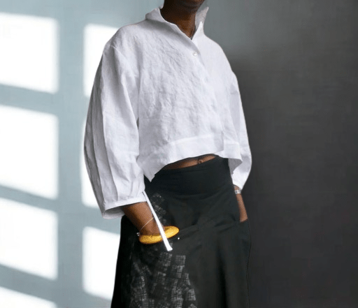 White Irish Linen Linen Top - Ariike Ruban Studio