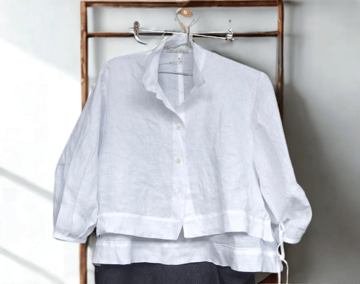 White Irish Linen Linen Top - Ariike Ruban Studio