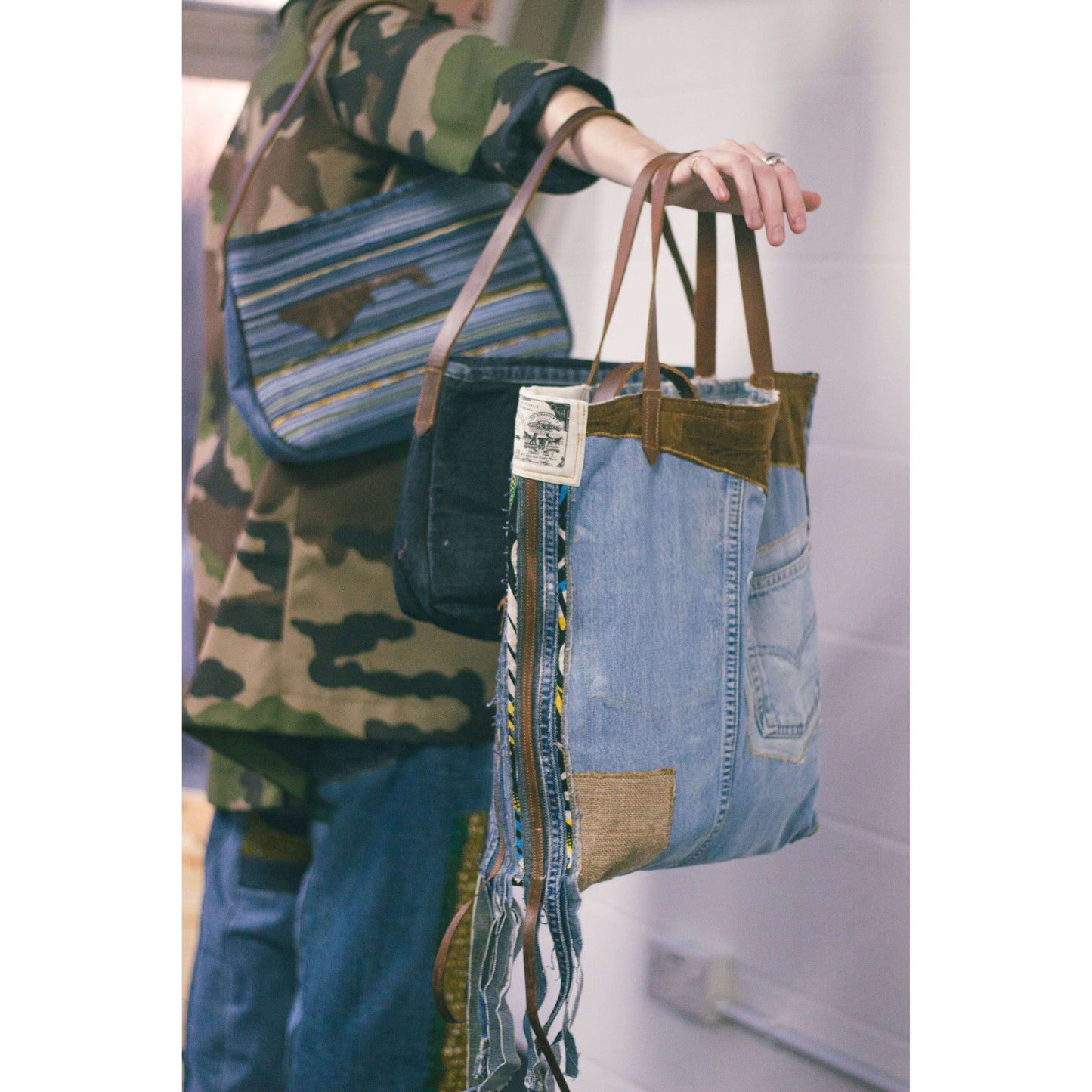 Tasseled Upcycled denim bags