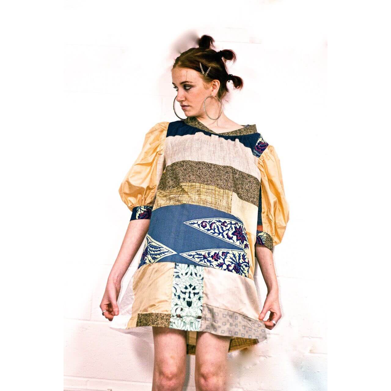Boho Patchwork Mid Length Dress