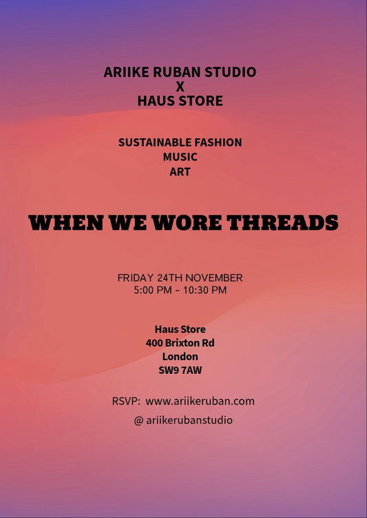 24 Nov Fashion & Music Pop Up @Haus Store Brixton - Ariike Ruban Studio