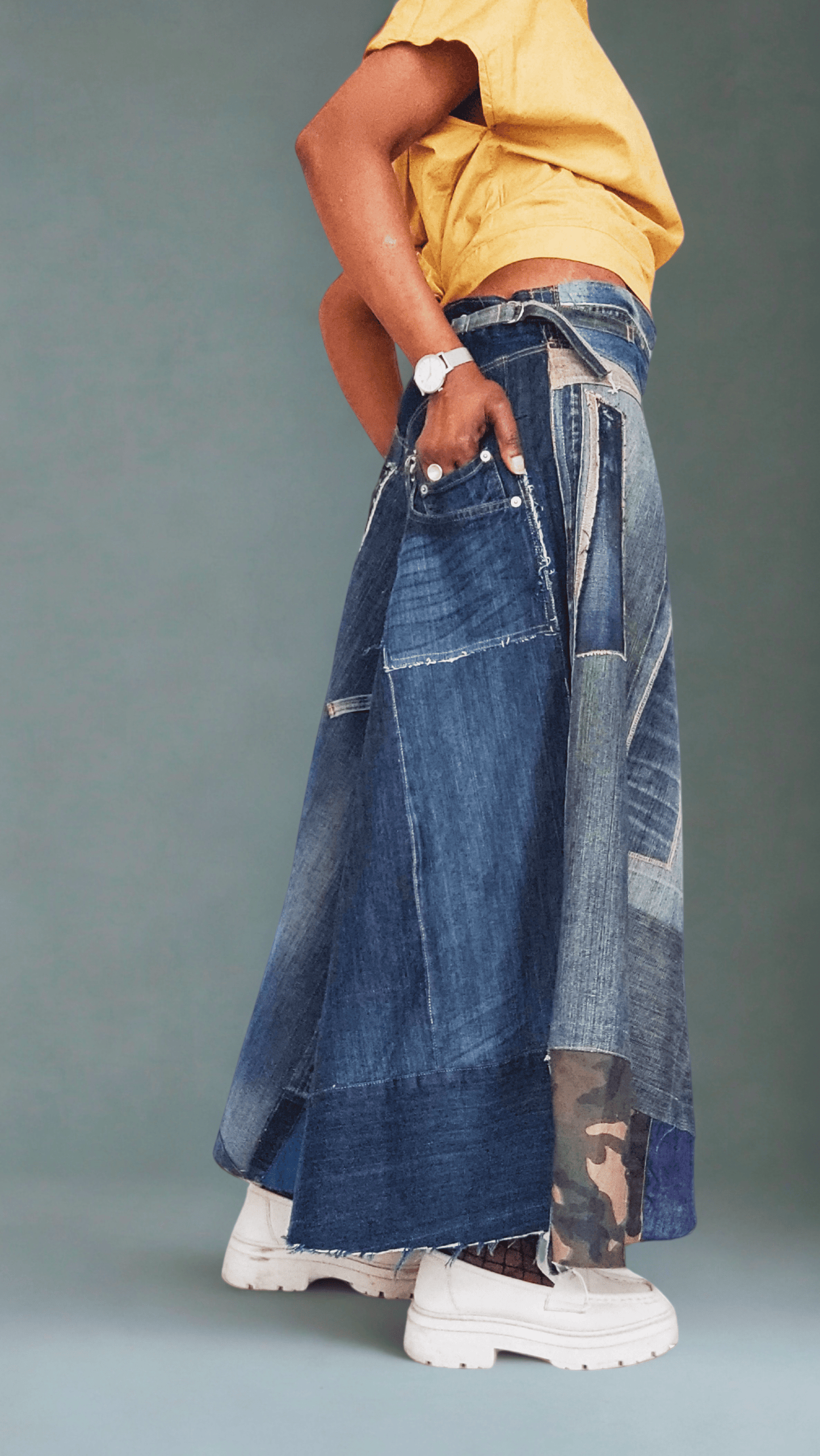 Upcycled Reworked - denim Skirt - Ariike Ruban Studio