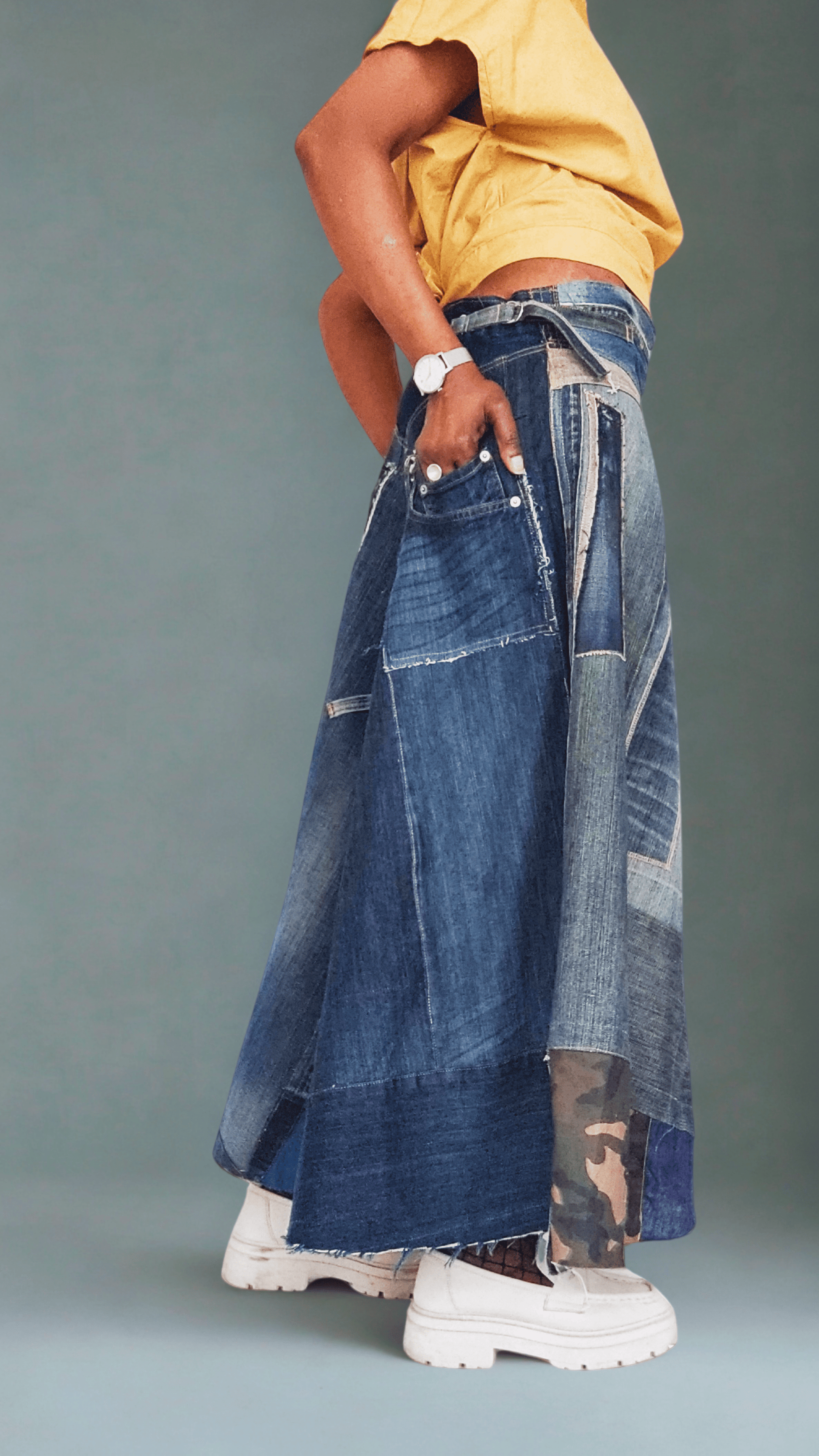 Upcycled Reworked - denim Skirt - Ariike Ruban Studio