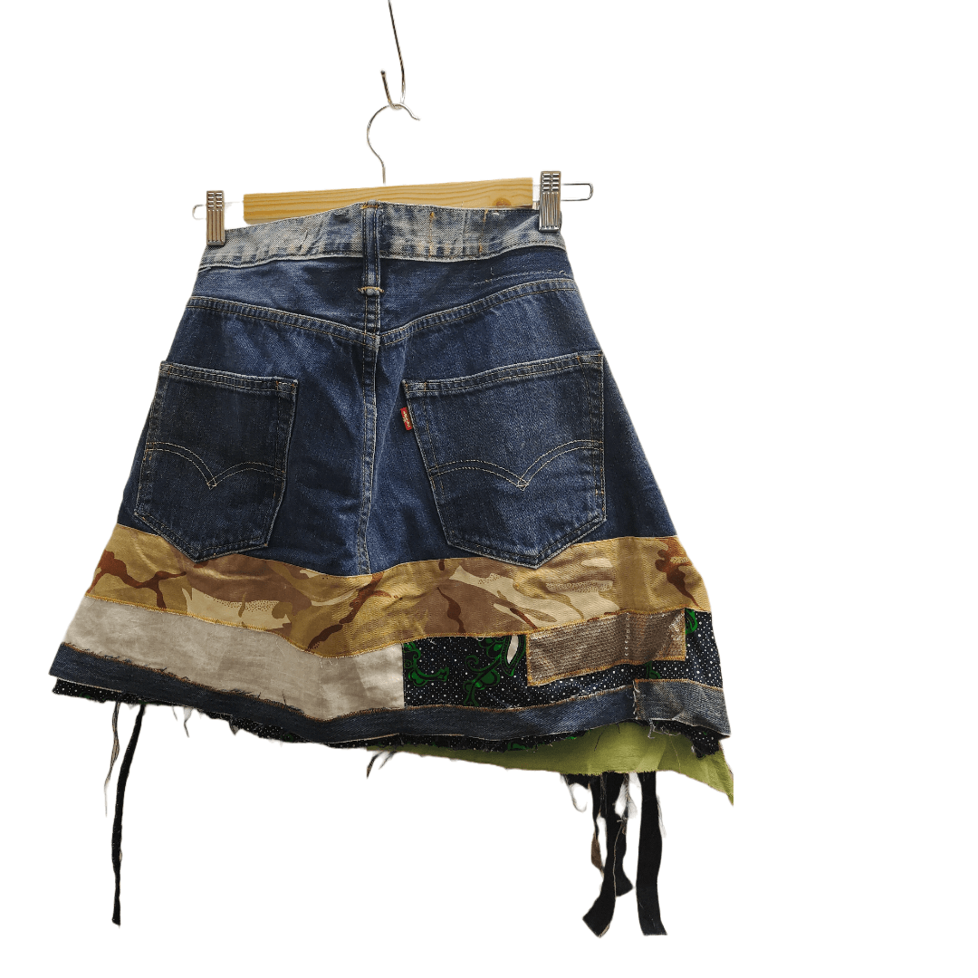 Reworked 501 Short Skirt with layered fringe