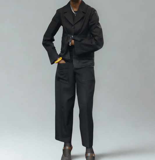 Barrel Trousers – Black Mixed Fibre - Ariike Ruban Studio