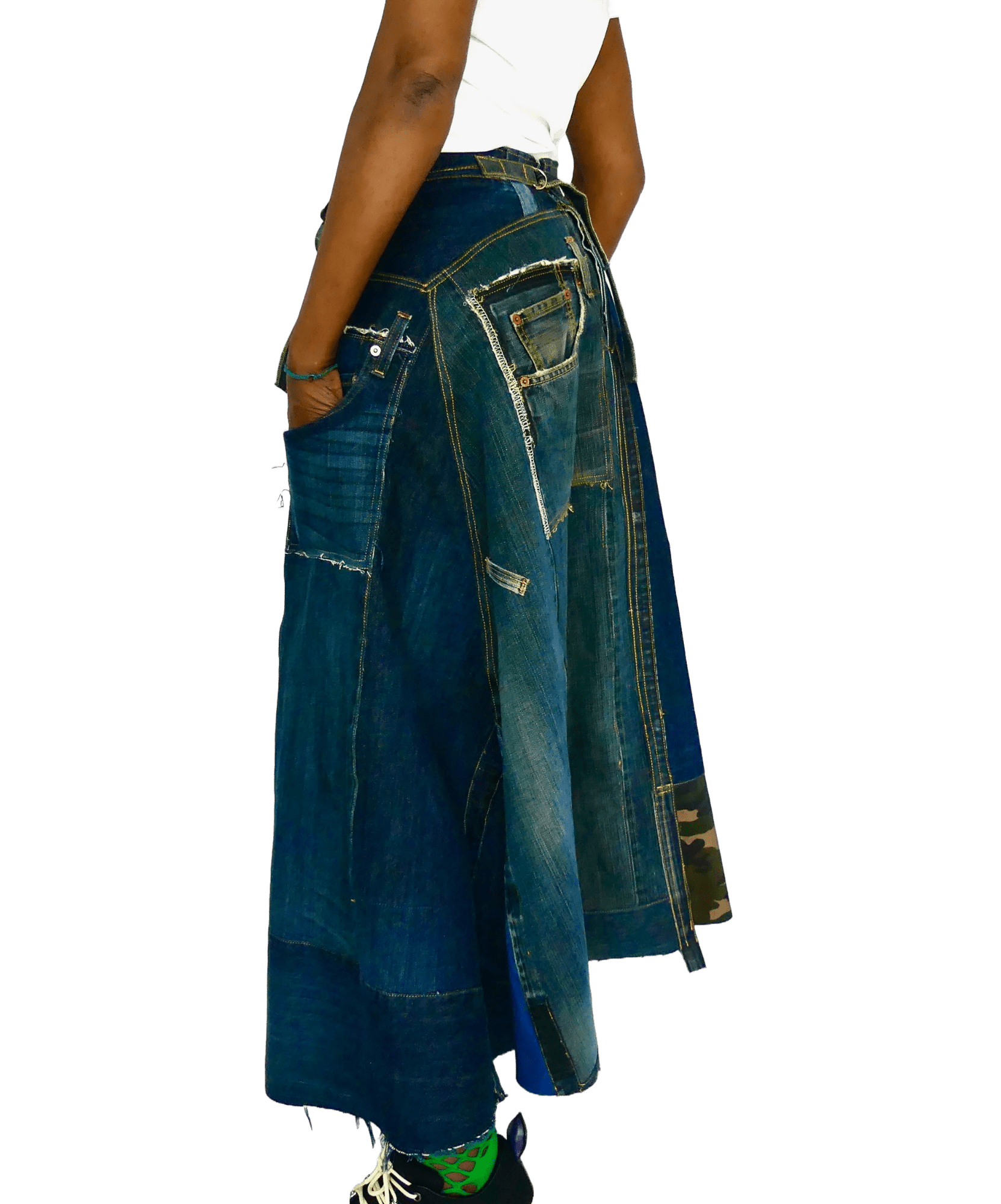 Upcycled Reworked-denim Skirt – Ariike Ruban Studio Upcycled Reworked-denim Skirt – Ariike Ruban Studio