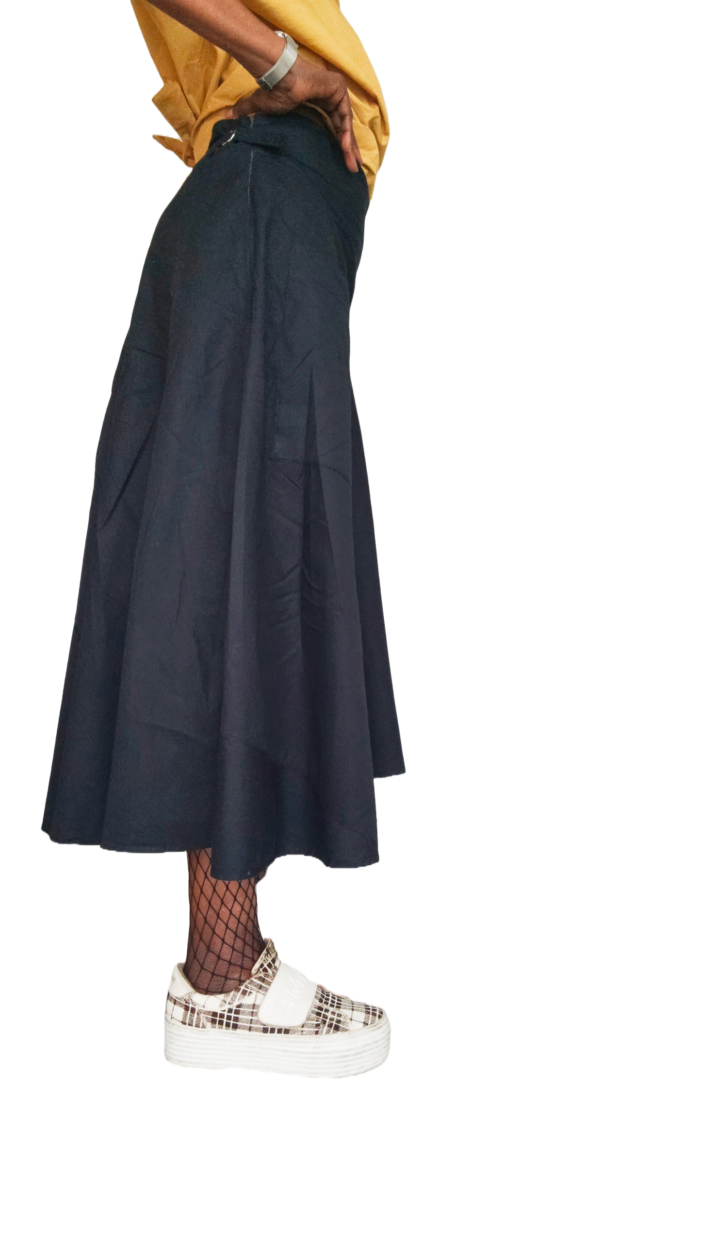 Black Gored  Iro 100% Cotton Poplin Skirt