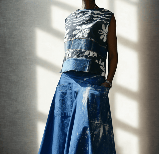 Batik & Denim Top - Ariike Ruban Studio