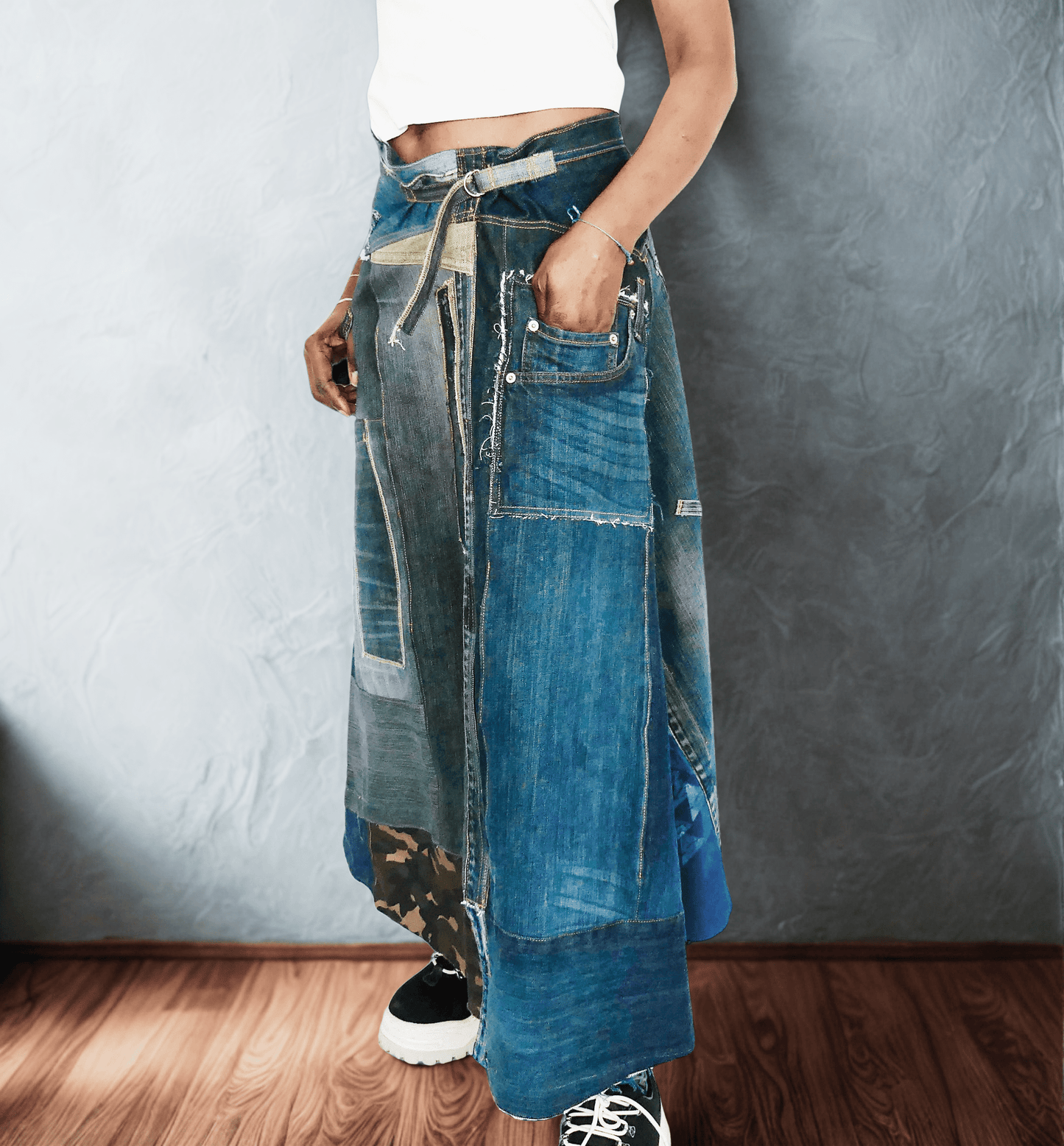 Upcycled Reworked - denim Skirt - Ariike Ruban Studio